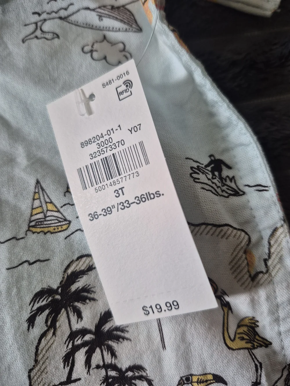 Old Navy Light Blue Island Print Button-Down Shirt